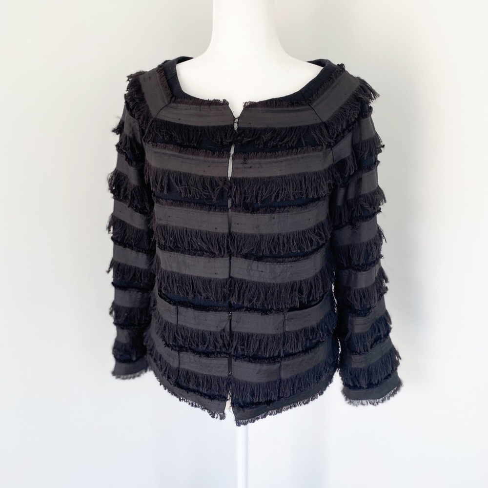 Elizabeth and James Wool Fringe-Trimmed Jacket Sm
